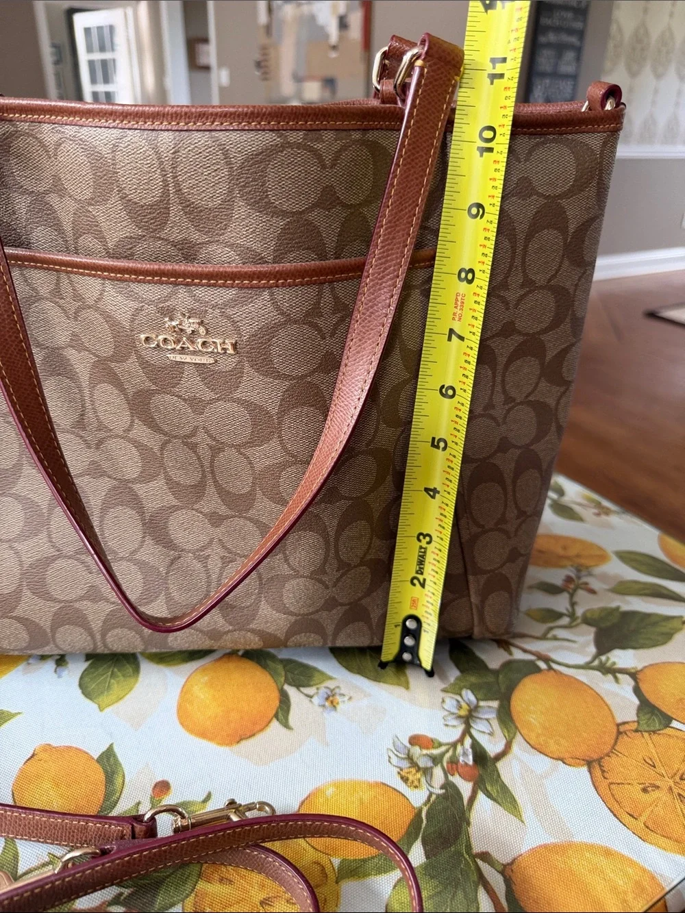 Coach Brown Signature Canvas Tote - Brown/Leather Trim